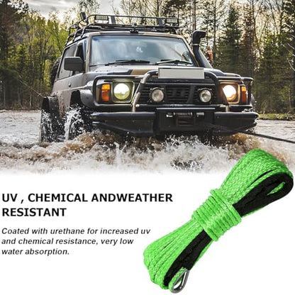 0.19'' x 49 Ft Car Synthetic Winch Rope Kit, 10000LBS Heavy Duty Vehicle Winch Cable with Protecting Sleeve and Thimble, Automotive Accessories, Universal for Off Road ATV UTV (Green) - color: Green/0.19''x49Ft