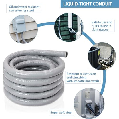 1 Inch Liquid-Tight Conduit and Connector Kit, 100 FT - size: 1 Inch 100 Ft