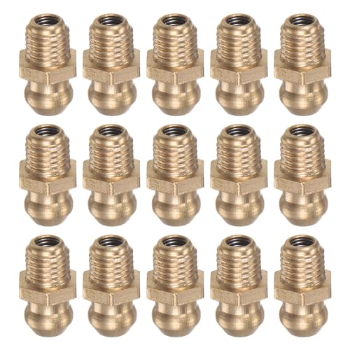 HARFINGTON 15pcs Brass Straight Grease Fitting M6x0.75mm Metric Thread Hydraulic Grease Nipple Accessories for Car - size: M6x0.75