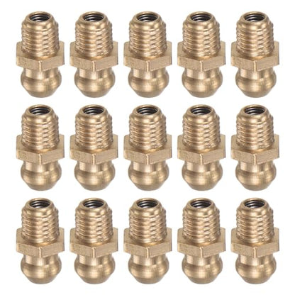 HARFINGTON 15pcs Brass Straight Grease Fitting M6x0.75mm Metric Thread Hydraulic Grease Nipple Accessories for Car - size: M6x0.75
