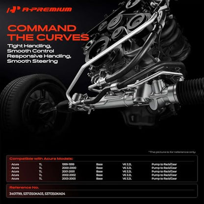 A-Premium Power Steering Pressure Hose Assembly Compatible with Acura