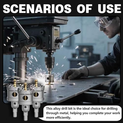 Metal Hole Saw 1-1/2" (38mm) 3Pcs Set Heavy Duty Tungsten Carbide Tipped Hole Cutters Set with L-flench, for Steel Iron,Aluminum,Stainless stell,Plastic - size: 1-1/2"(38mm)