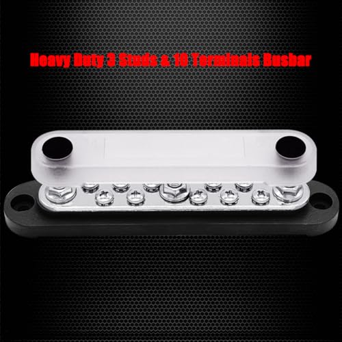 Ampper 3 x M6 Post Power Distribution Block BusBar 10 M4 Screws, 5.9" Black - color: Black, size: 3M6+10M4