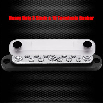 Ampper 3 x M6 Post Power Distribution Block BusBar 10 M4 Screws, 5.9" Black - color: Black, size: 3M6+10M4