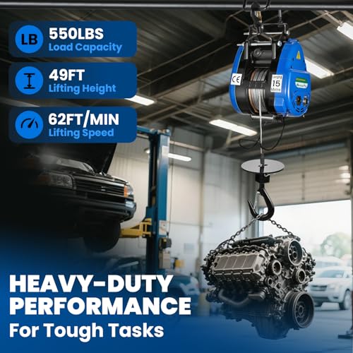 Mxmoonant 2 in 1 Fast Electric Hoist, 49ft Lifting Height, Pendant & Remote
