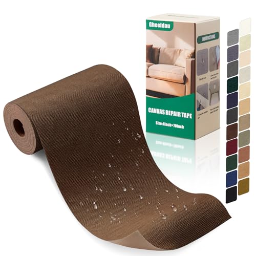 Gheeidau Canvas Repair Tape 4×70 Inch Waterproof Self-Adhesive Fabric Repair Patch for Repairing Boat Covers,Tents,Patio Umbrellas,Car Seats,Luggage,Sofas.(Dark Brown) - color: Dark Brown, size: 4"×70"