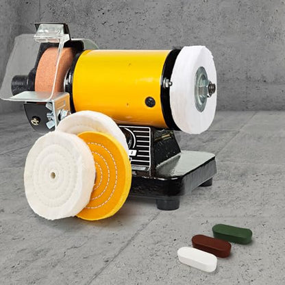 Hedume 7 Pcs 6" Polishing Wheels Kit for Bench Grinder, 1/2" Arbor Hole 2 White Cotton Polish Wheel(70Ply), 1 Yellow Cotton Wheel(42Ply), 1 Soft Flannel Buffing Wheel(30Ply), 3 Polishing Compound Set