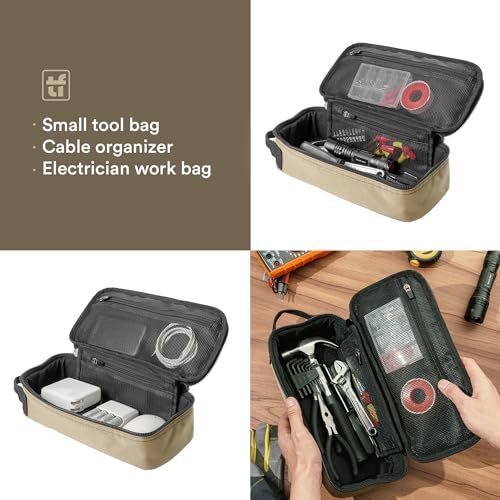 Tufformation Heavy Duty Small Tool Bag Pouch, Utility Organizer Case - color: Tan