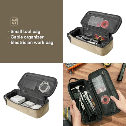 Tufformation Heavy Duty Small Tool Bag Pouch, Utility Organizer Case - color: Tan
