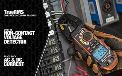 Southwire Clamp Meter - True RMS Accuracy for Precise AC/DC Measurement - Built-In Voltage Tester - Third-Hand Probe Holder - CAT III 600V Safety Rated
