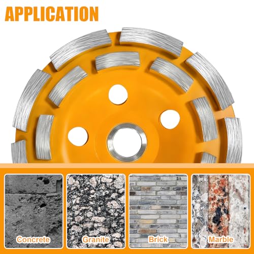 4.5” Double Row Diamond Grinding Cup Wheel, Concrete Grinding Wheel - style: Double Rows