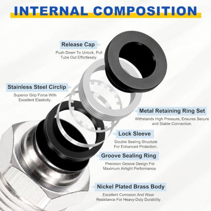 10Pcs Pneumatic Push to Connect Fitting Fit 12mm OD Tube 1/2 MNPT - color: Black, size: 12mm OD x 1/2 NPT