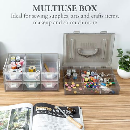 MyGift Smoke Gray Craft Storage Organizer Case, 24 Compartments & 6 Drawers - color: Grey