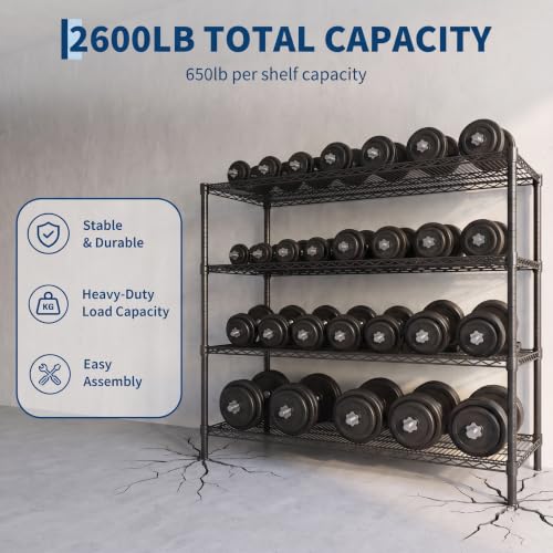 Garvee 2600LBS 4-Tier Storage Shelves Heavy Duty, Adjustable Metal Shelving - size: 55"Wx17.7"Dx63"H(4-Tiers)
