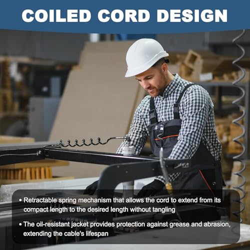 MECCANIXITY 10ft 14AWG Retractable Coiled Coil Cord 300V 105℃ 2 Conductor - size: 10ft x 14AWG, 2 Conductor