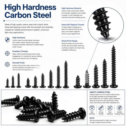 M2 M3 M4 Self Tapping Screws for Plastic, Carbon Steel, 625 PCS - size: M2M3M4 625pcs