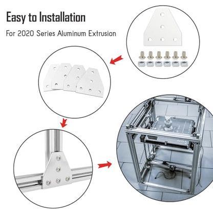 2020Connector Bracket, 2020 Aluminum Extrusion Connector Set 5 Hole T Shape Joint Plates with 50pcs M5 T Nuts+50pcs M5x8mm Screws+1pcs Wrench for 2020 Series Aluminum Profile 3D Printer Frame(10PCS T - style: 10PCS T Shape silver