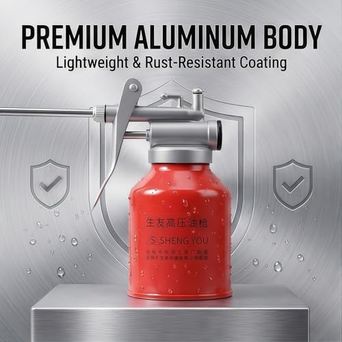 2 Pcs Pump Oiler Can, 250ml, Aluminum, Red - size: 2PCS 250ml/8 oz