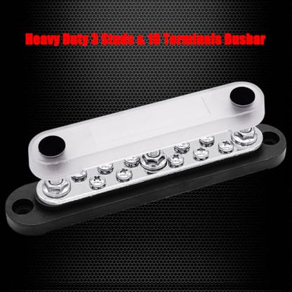 Ampper 3 x M6 Post Power Distribution Block BusBar 10 M4 Screws, 5.9" Black - color: Black, size: 3M6+10M4
