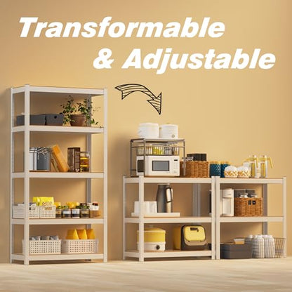 5 Tier Storage Shelves White Metal Garage Shelving 24"W x 16"D x 60"H - size: 24" W x 16" D x 60" H