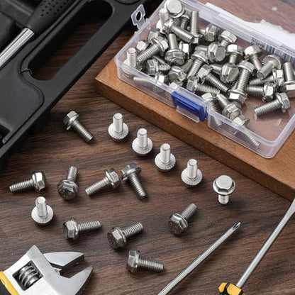 Zonon 50pcs 5/16-18 x 3/4 Inch 304 Stainless Steel Flanged Bolts, Silvery - color: Silvery, size: 5/16-18 x 3/4''