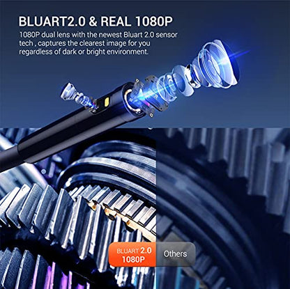 DEPSTECH Endoscope Camera with Light, Dual Lens Inspection Borescope 16.5FT - color: Orange