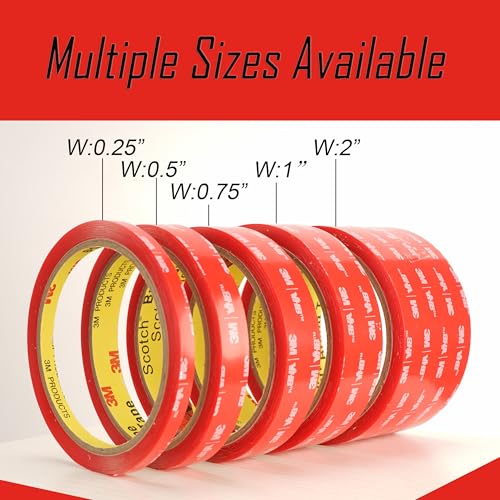 Clear Double Sided Tape Heavy Duty Made of 3M 4905 1 inch x 10 ft, Ultra Thin Strong Adhesive for Electronics, Glass, Automotive Emblem Mounting - size: 1" × 10 Ft