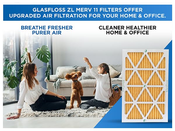 Glasfloss ZL 12x30x1 MERV 11 AC Furnace Pleated Air Filters. Box of 6 - size: 12 x 30 x 1