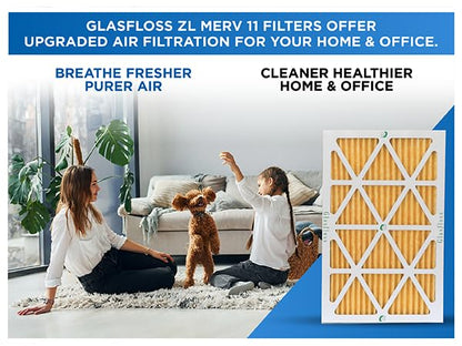 Glasfloss ZL 12x30x1 MERV 11 AC Furnace Pleated Air Filters. Box of 6 - size: 12 x 30 x 1