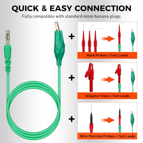30-Piece Back Probe Kit, Multimeter Back Probe Pins with Test Leads and Alligator Clips, Insulation Wire Piercing Probes, Automotive Electrical Circuit Diagnostic Tool - color: 30-Piece Multi-color