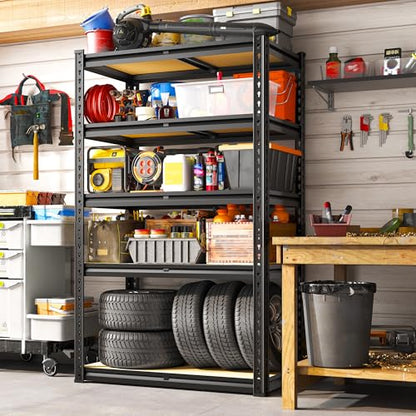 REIBII Storage Shelves with Smooth Edges for Garage Basement Shed Pantry - size: 28"W x 12"D x 59.8"H