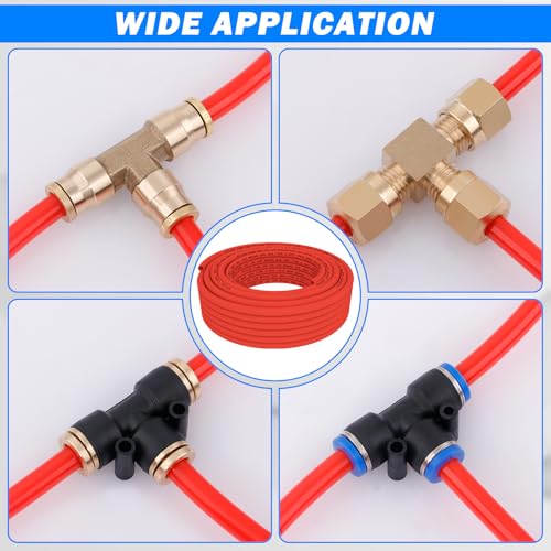 CheeMuii 50FT 3/8" DOT Air Line 3/8 Air Hose PA12 Nylon Pneumatic Tubing - color: Red, size: 3/8"OD-50FT