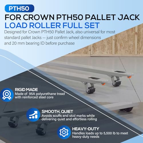 PTH50 Front Load Wheels Kit for Crown Pallet Jack 2.75"x3.75" 20mm Bearings