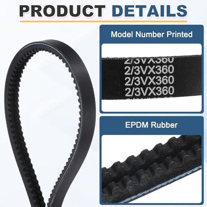 uxcell 2/3VX360 EPDM V-Belt, 2 Banded, 36" Outer Circ x 0.79" W x 0.39" Thk - size: 2/3VX360