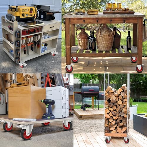 5" Swivel Caster Wheels Set of 4, Heavy Duty Casters with Brakes