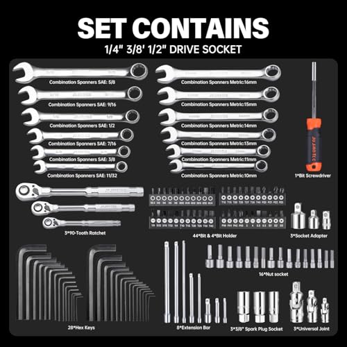 264-Piece Impact Socket Set -1/4", 3/8", 1/2" Drive - size: 264pcs 1/4", 3/8", 1/2"