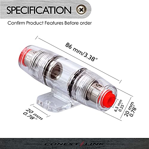 FHZ1U30-5 1pc 4 8 AWG AGU Fuse Holder with 5pcs Fuses Zinc Die Cast Nickel Plated (30 Amp) - size: 30 Amp
