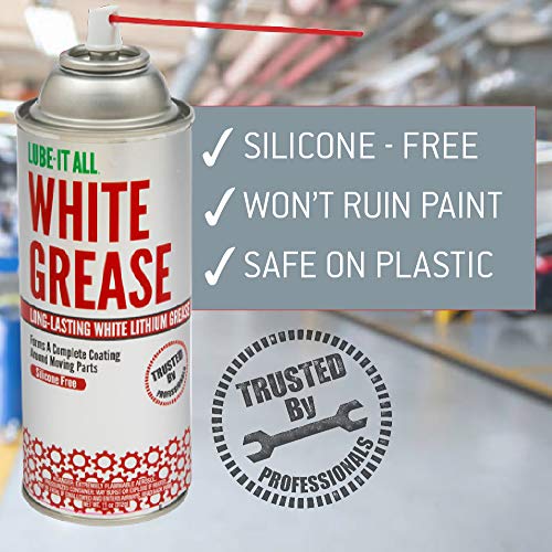 Gasoila Premium White Lithium Grease, Long-Lasting - 11 oz Aerosol - Non-Staining, High Solid Formula for Rust Protection & Squeaky Parts - Ideal for Automotive, Marine, Industrial, & Home Use