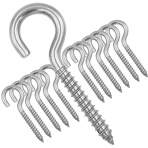 12-Pack 304 Stainless Steel Screw Eyes, Heavy Duty Eye Hooks for Hammock Stand, Yoga & Brazilian Hammocks, Swing Chair, Indoor & Outdoor, Self Tapping Screws, 3.2 Inches - size: 12 Pack