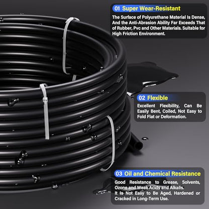 TAILONZ Black 6mm OD 4mm ID PU Air Hose Pipe Tube Kit 32 Meter 100ft - color: Black, size: 6mm OD/100ft/32m