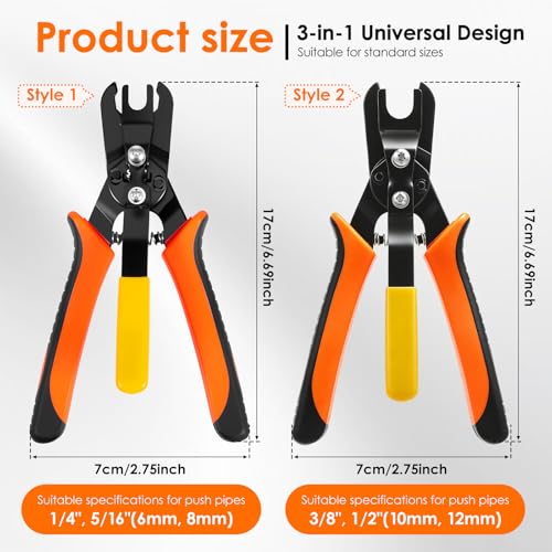 Air Line Removal Tool Pliers, Push to Connect Disconnect Tool for Pneumatic Fittings, Quick Connect Air Hose Release Pliers Pliers for 1/4" 5/16" 3/8" 1/2" (6,8,10,12mm) - color: 1/4" & 5/16" & 3/8" & 1/2" (6,8,10,12mm)