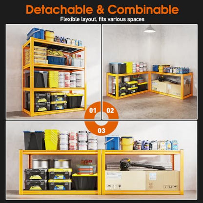 REIBII 40" W Yellow Garage Shelving with Double-Layer Frames for Hobbyists - size: 40" W X 19.7" D X 59.9" H