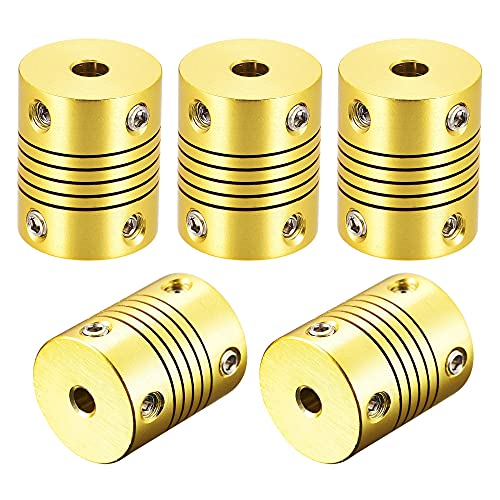uxcell 5 Pcs 5mm to 4mm Aluminum Alloy Shaft Coupling Flexible Coupler L25xD20 Golden Tone - color: Golden Tone, size: 5mm to 4mm