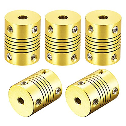 uxcell 5 Pcs 5mm to 4mm Aluminum Alloy Shaft Coupling Flexible Coupler L25xD20 Golden Tone - color: Golden Tone, size: 5mm to 4mm