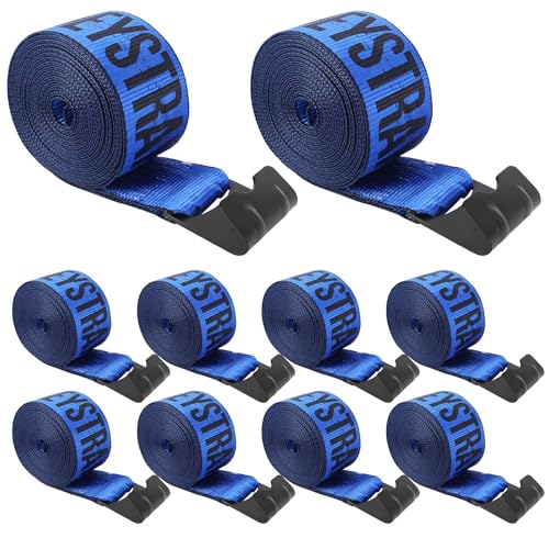 4 Inch Flat Hook Truck Straps Heavy Duty 30 FT - 6000LB Working Load Winch Strap & Tree Saver, 18000LB Break Strength Tie Downs for Flatbed Trailers and Off-Road Recovery (10 Pcs) - color: Blue