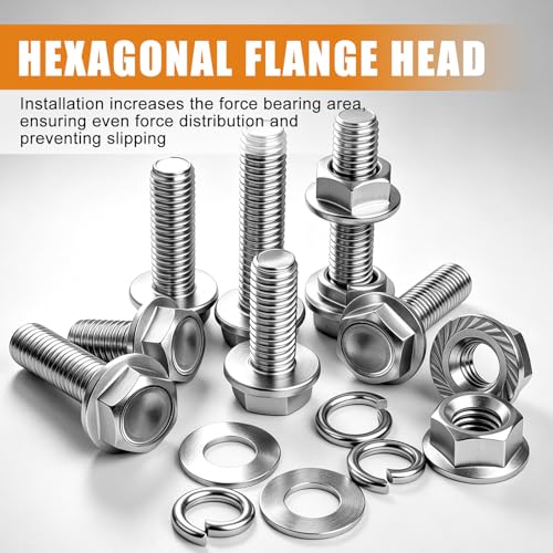 mankk 200PCS Flange Head Bolts Assortment Kit M8x1.25 Bolt (Length 16/20/25/30/35mm) Metric Bolt Stainless Steel Hex Head Bolts and Serrated Flange Nuts Kit Full Thread M8 Bolt - size: SS 200PCS M8 Kit