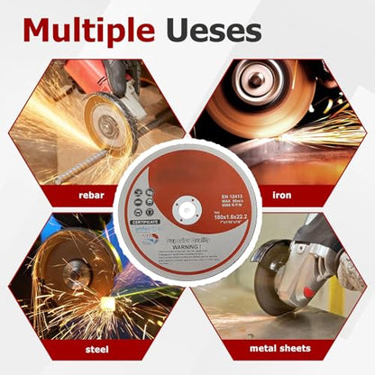 findmall 100 Pack 7" x1/16 x7/8" Cut-Off Wheel - Metal & Stainless Steel Cutting Discs - size: 100pcs 7"*1/16"*7/8"