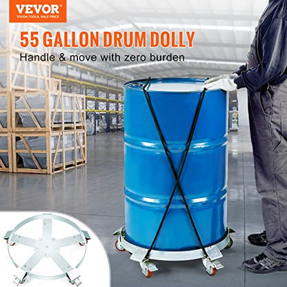 VEVOR 55 Gal Heavy Duty Drum Dolly 1250lbs Load Capacity Barrel Dolly Cart - size: 1 PC, style: 5 Swivel