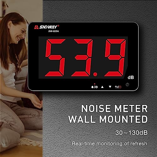 Decibel Meter 30dB-130dB, Wall Mounted Hanging Sound Level Meter for Classroom Noise, Large Screen SPL Meter with Alarm, USB Powered Noise Tester for Public Area/Restaurant - color: Wall Mounted Version