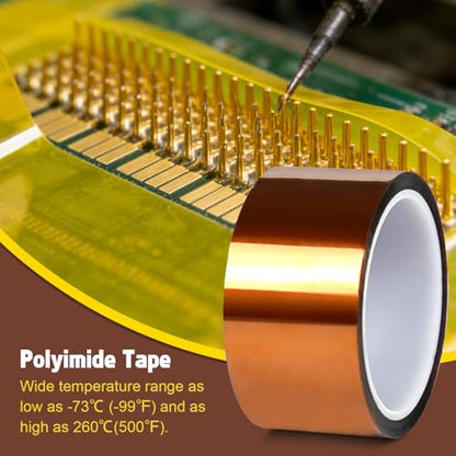 High Temperature Heat Resistant Polyimide Tape 2 inch x 33m (108ft), Heat Vinyl Thermal Sublimation Press Tape No Residue for 3D Printing, Masking, Soldering Circuit Board